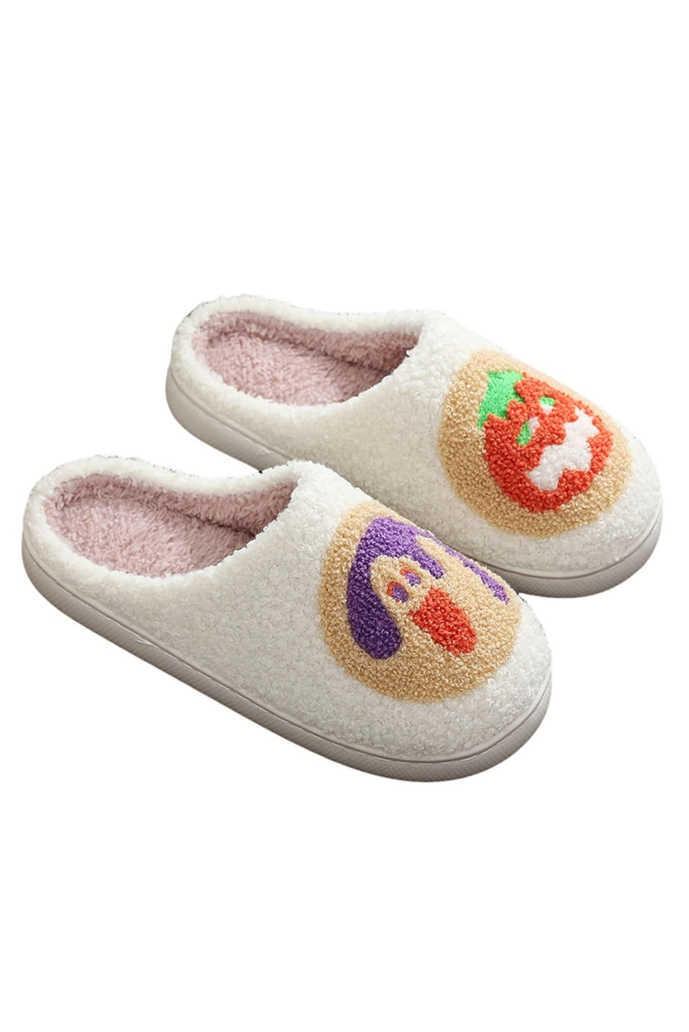 White Halloween Pumpkin Plush Winter Home Slippers Slippers JT's Designer Fashion