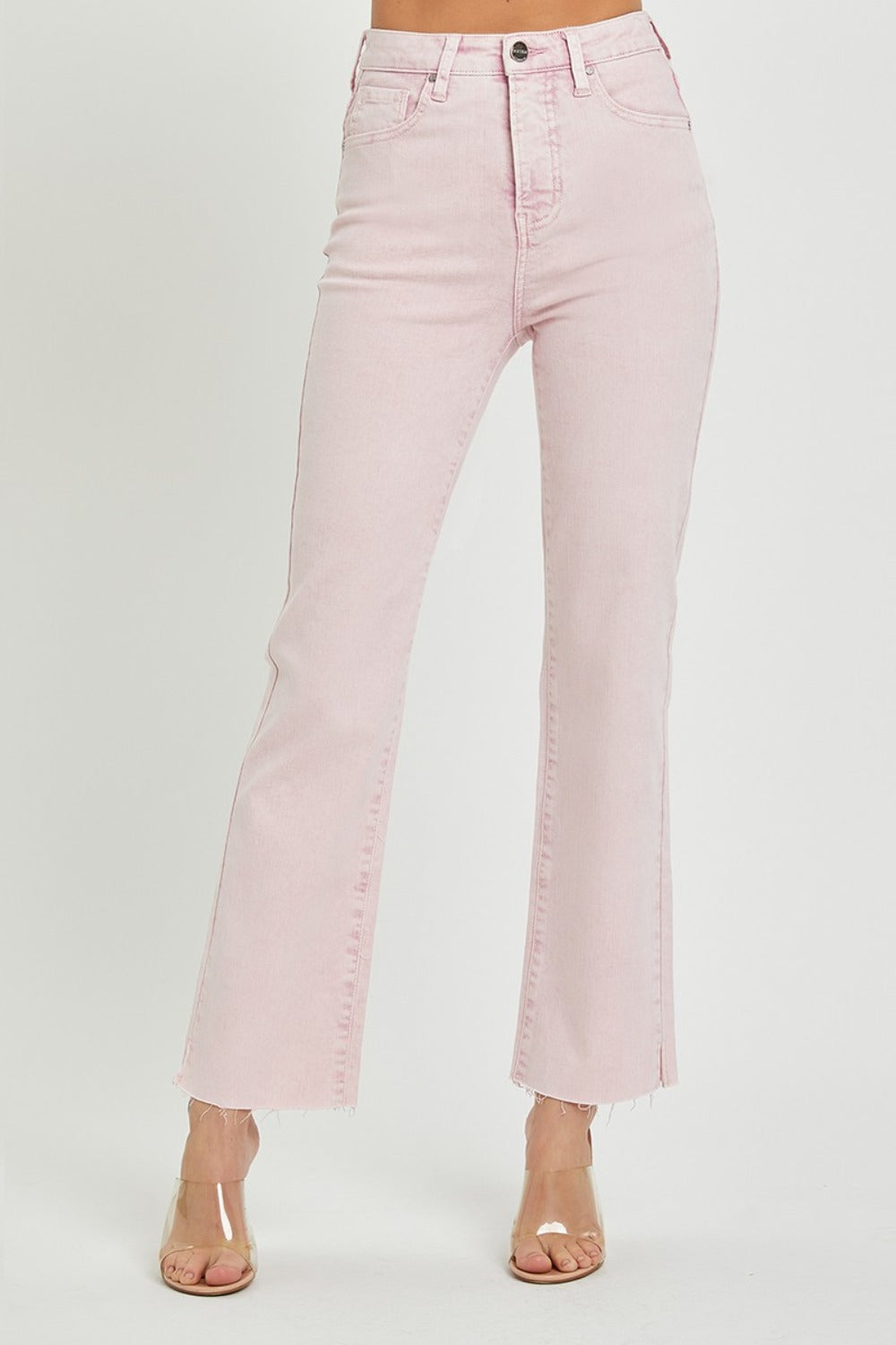 Full Size High Rise Tummy Control Straight Jeans Acid Pink Jeans JT's Designer Fashion