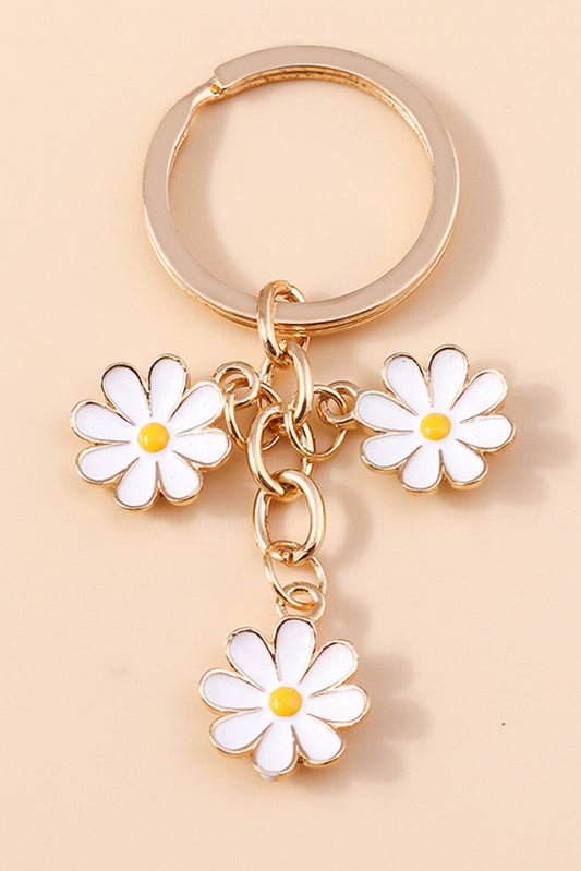 White Cute Daisy Shape Ornament Key Ring Other Accessories JT's Designer Fashion