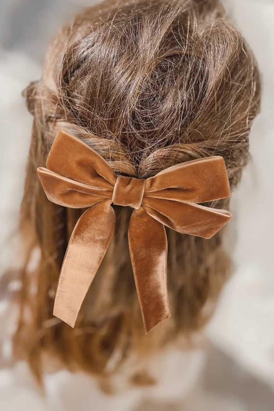 Brown Velvet Bowknot Frenchy Girl Fashion Hair Clip Headwear JT's Designer Fashion