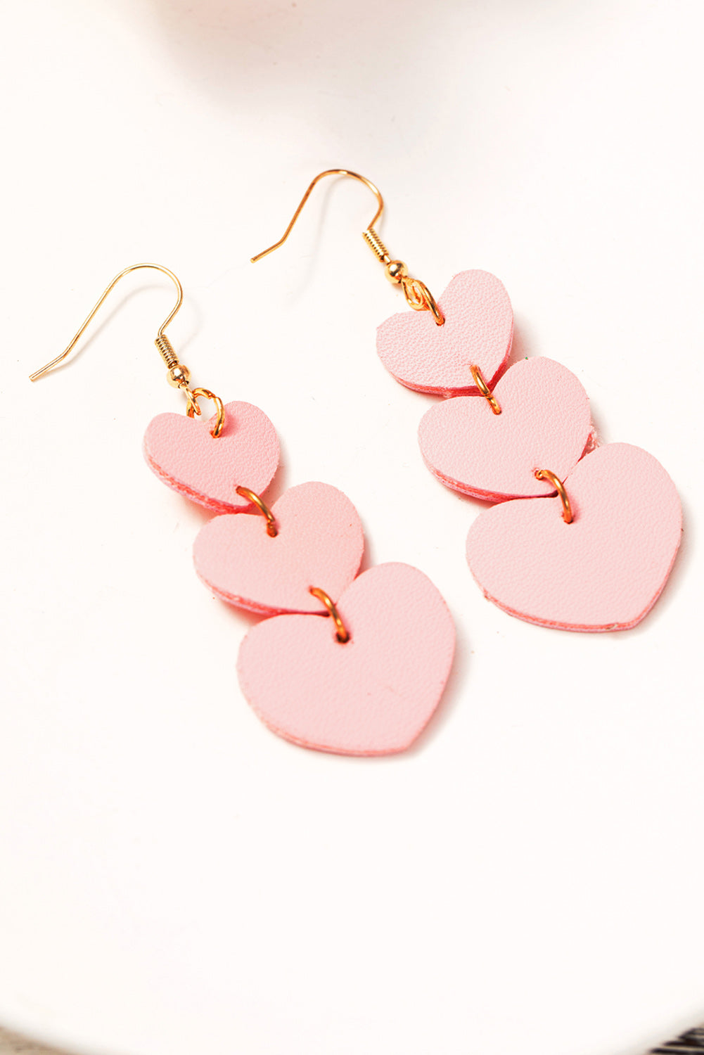 Apricot Pink Valentine Heart Shape Dangle Hook Earrings Jewelry JT's Designer Fashion