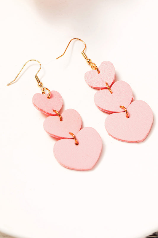 Apricot Pink Valentine Heart Shape Dangle Hook Earrings Jewelry JT's Designer Fashion