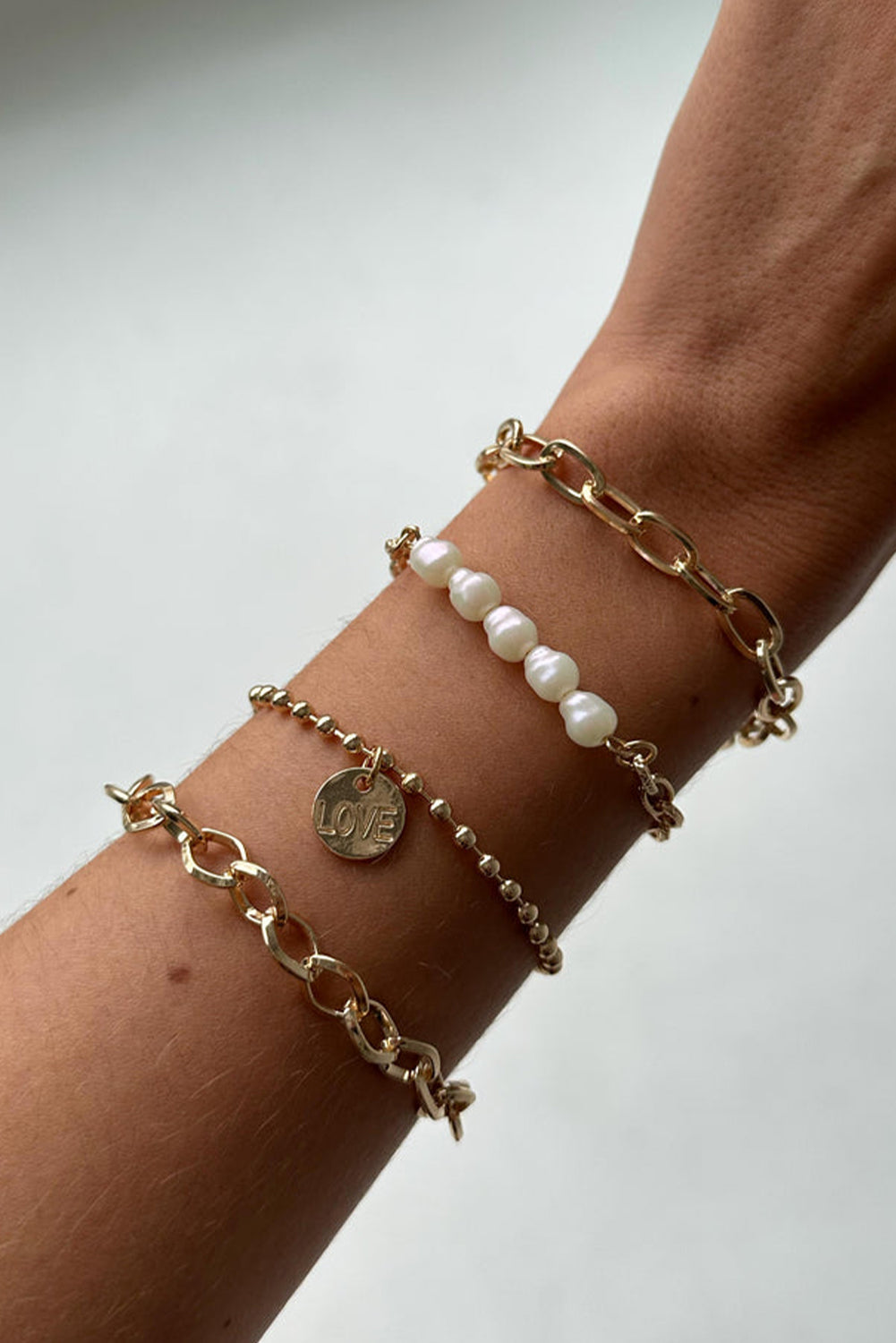 Gold Pearl Plated Alloy Adjustable Chain Necklace Jewelry JT's Designer Fashion