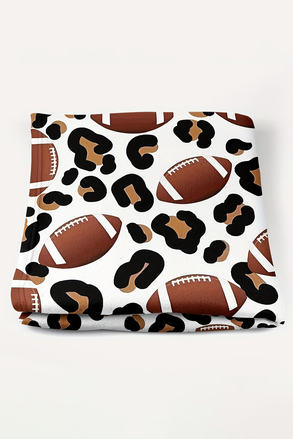 White Leopard & Rugby Print Flannel Blanket 130*150cm Other Accessories JT's Designer Fashion