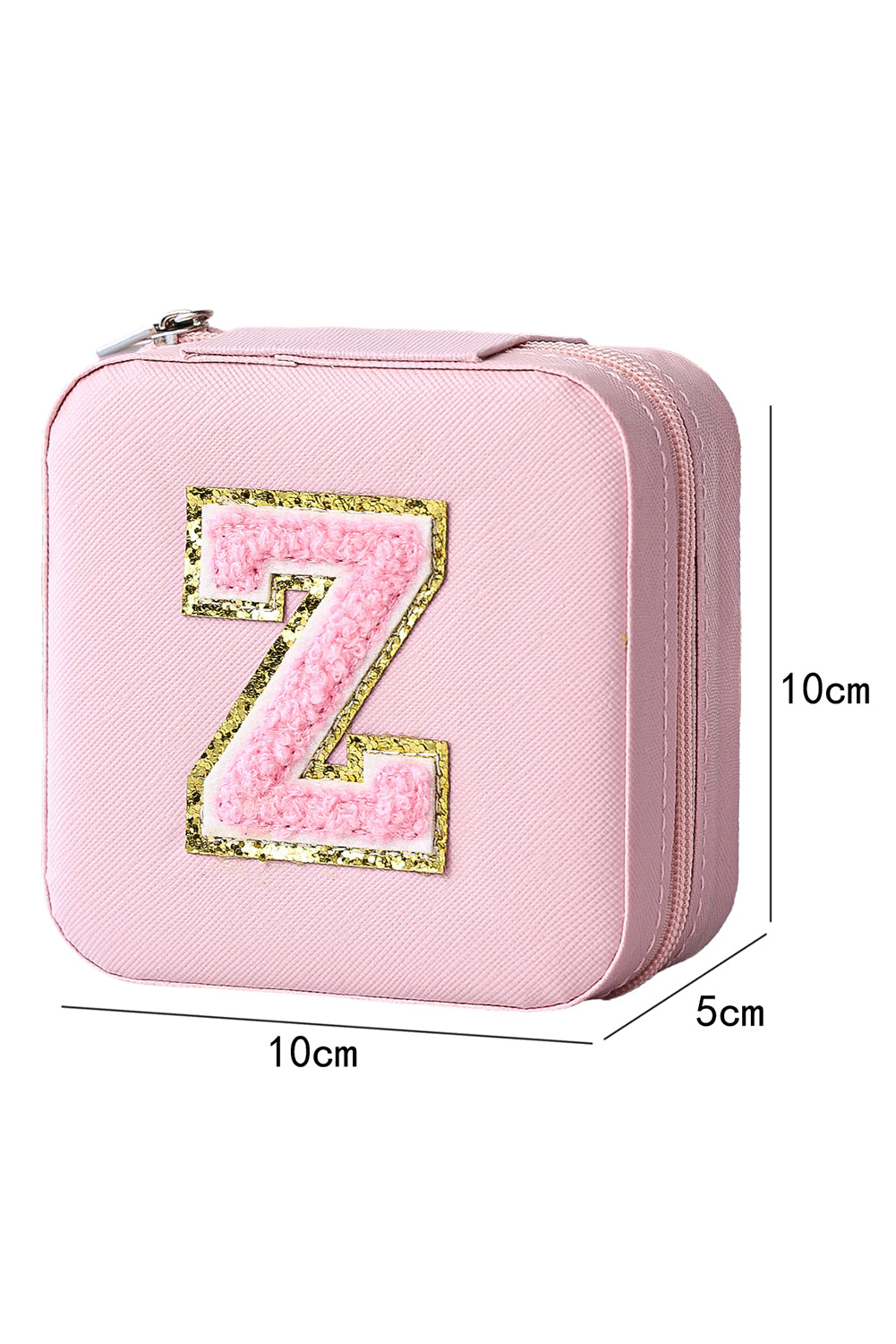 Pink Glitter Chenille Z Graphic Mini Jewelry Box with Mirror Other Accessories JT's Designer Fashion