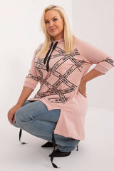 Chic Asymmetrical Plus Size Blouse – Rhinestone Detail, 3/4 Sleeves & Effortless Elegance Blouses & Shirts JT's Designer Fashion