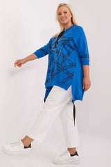 Chic Asymmetrical Plus Size Blouse – Rhinestone Detail, 3/4 Sleeves & Effortless Elegance Blouses & Shirts JT's Designer Fashion