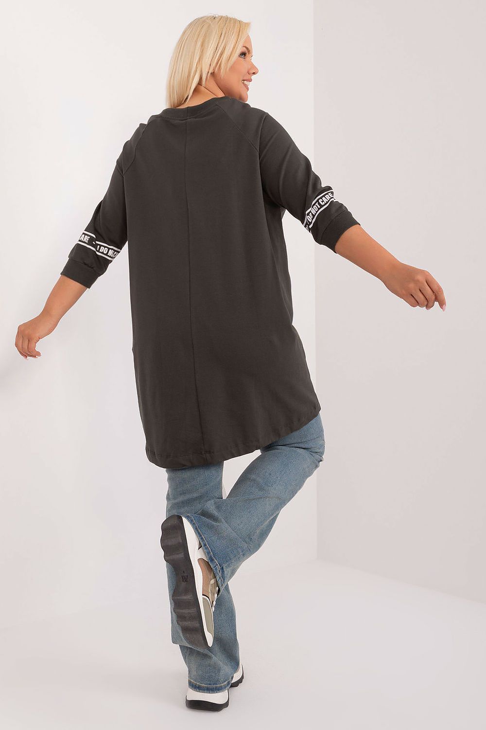 Chic Asymmetrical Plus Size Blouse – Rhinestone Detail, 3/4 Sleeves & Effortless Elegance Blouses & Shirts JT's Designer Fashion