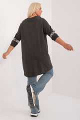 Chic Asymmetrical Plus Size Blouse – Rhinestone Detail, 3/4 Sleeves & Effortless Elegance Blouses & Shirts JT's Designer Fashion