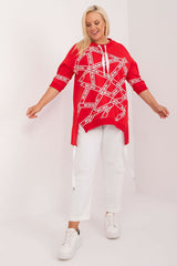 Chic Asymmetrical Plus Size Blouse – Rhinestone Detail, 3/4 Sleeves & Effortless Elegance Blouses & Shirts JT's Designer Fashion