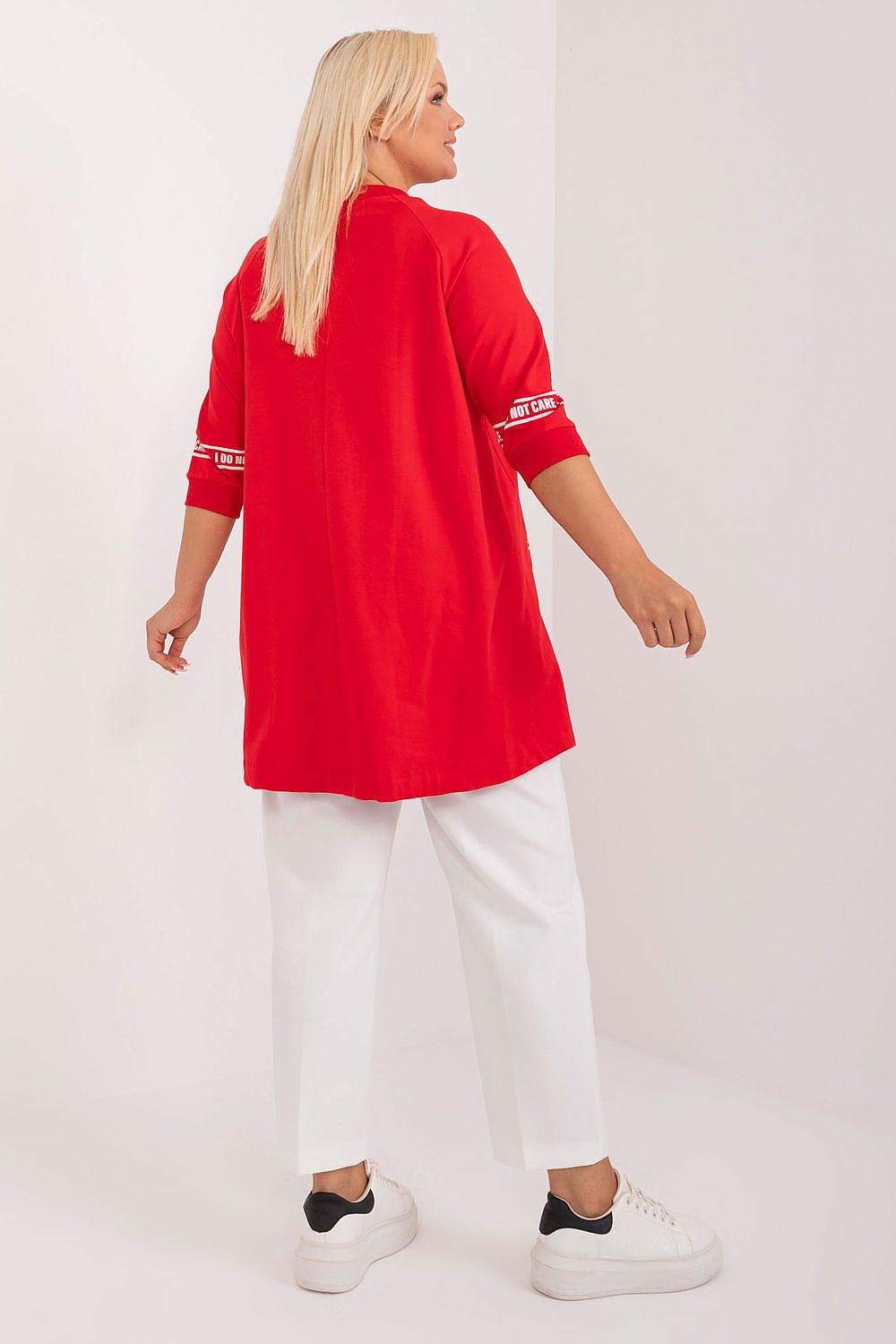 Chic Asymmetrical Plus Size Blouse – Rhinestone Detail, 3/4 Sleeves & Effortless Elegance Blouses & Shirts JT's Designer Fashion