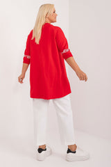 Chic Asymmetrical Plus Size Blouse – Rhinestone Detail, 3/4 Sleeves & Effortless Elegance Blouses & Shirts JT's Designer Fashion