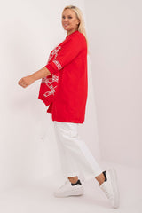 Chic Asymmetrical Plus Size Blouse – Rhinestone Detail, 3/4 Sleeves & Effortless Elegance Blouses & Shirts JT's Designer Fashion