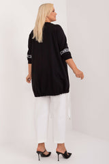 Chic Asymmetrical Plus Size Blouse – Rhinestone Detail, 3/4 Sleeves & Effortless Elegance Blouses & Shirts JT's Designer Fashion