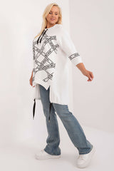 Chic Asymmetrical Plus Size Blouse – Rhinestone Detail, 3/4 Sleeves & Effortless Elegance Blouses & Shirts JT's Designer Fashion