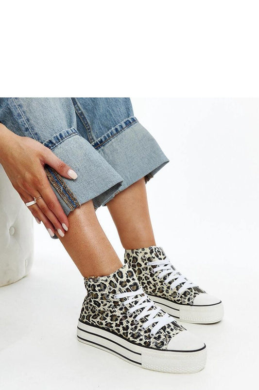 Urban Style Leopard Print High-Top Sneakers with Thick Rubber Sole beige Sneakers JT's Designer Fashion