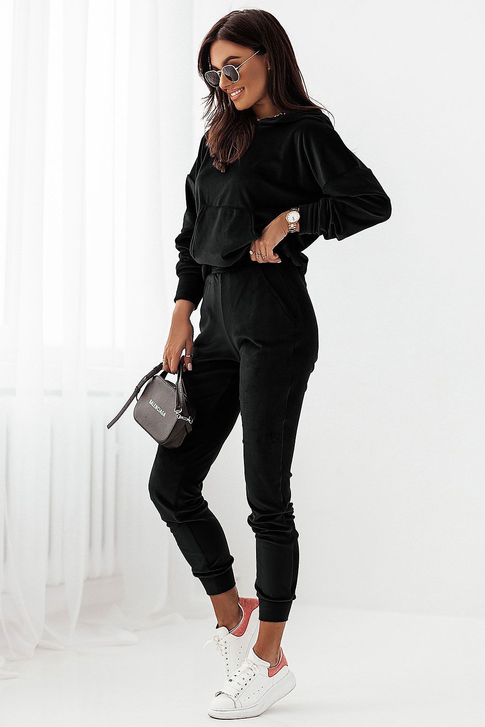 Velour Tracksuit Set – Luxurious Comfort, Effortless Style! black Jumpsuits & Rompers JT's Designer Fashion