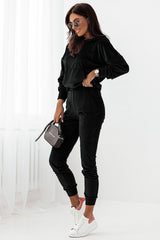 Velour Tracksuit Set – Luxurious Comfort, Effortless Style! black Jumpsuits & Rompers JT's Designer Fashion