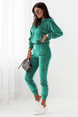 Velour Tracksuit Set – Luxurious Comfort, Effortless Style! green Jumpsuits & Rompers JT's Designer Fashion