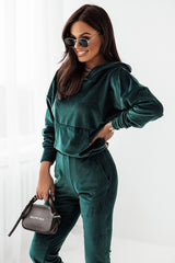 Velour Tracksuit Set – Luxurious Comfort, Effortless Style! green 2 Jumpsuits & Rompers JT's Designer Fashion
