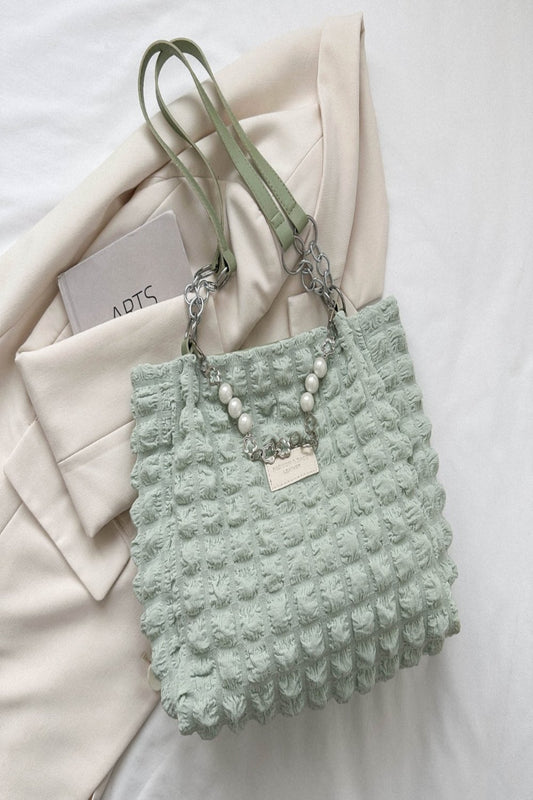 Bubble Textured Tote Bag Light Green One Size Shoulder Bags JT's Designer Fashion