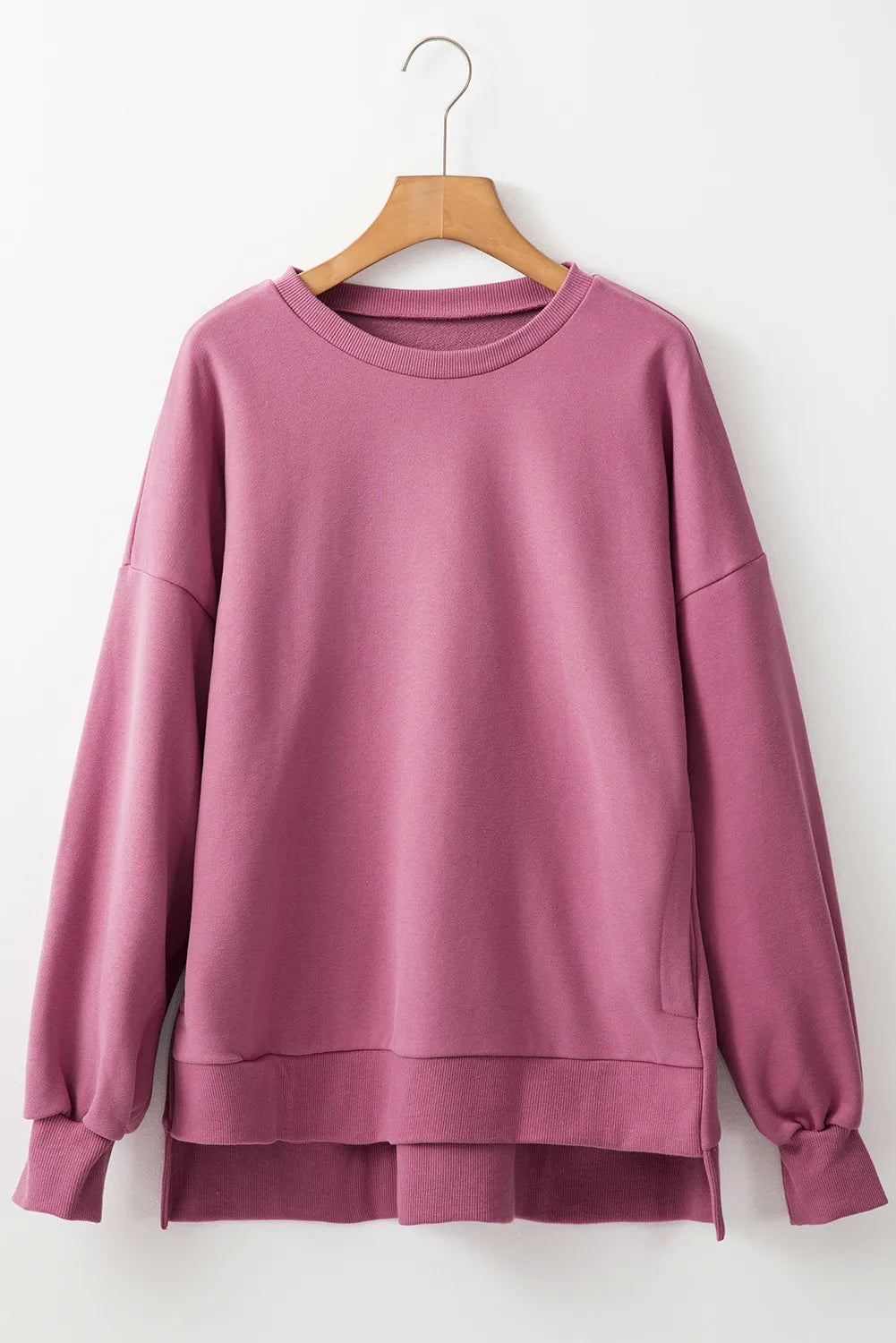 Round Neck Long Sleeve Sweatshirt Dusty Pink Sweatshirts & Hoodies JT's Designer Fashion