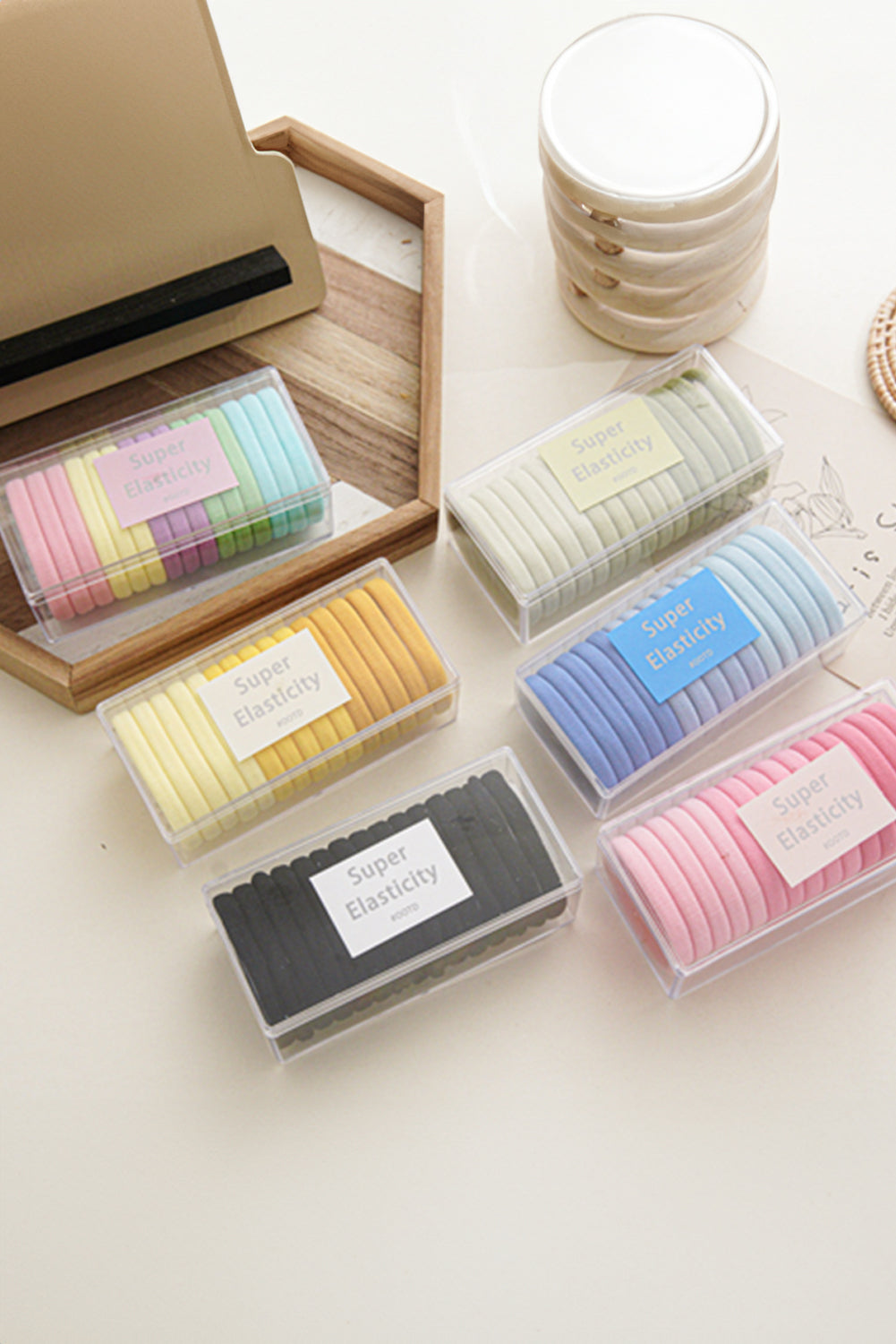 Pink Rainbow Colors High Elastic 15pcs/set Hair Tie Headwear JT's Designer Fashion