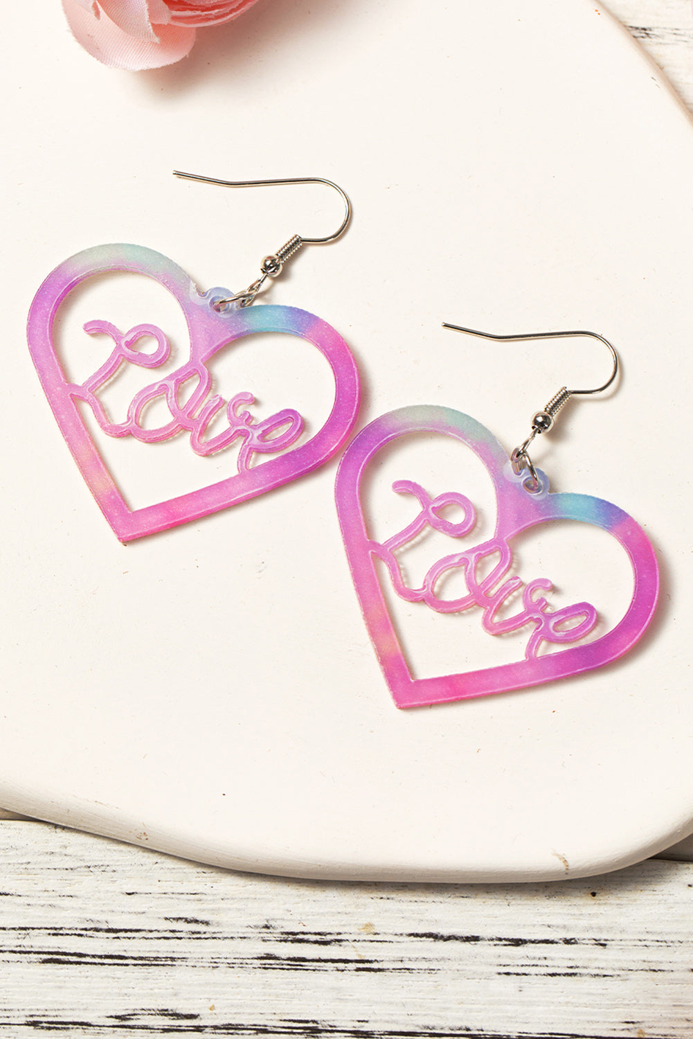 Pink Love Hollowed Heart Valentines Fashion Earrings Jewelry JT's Designer Fashion