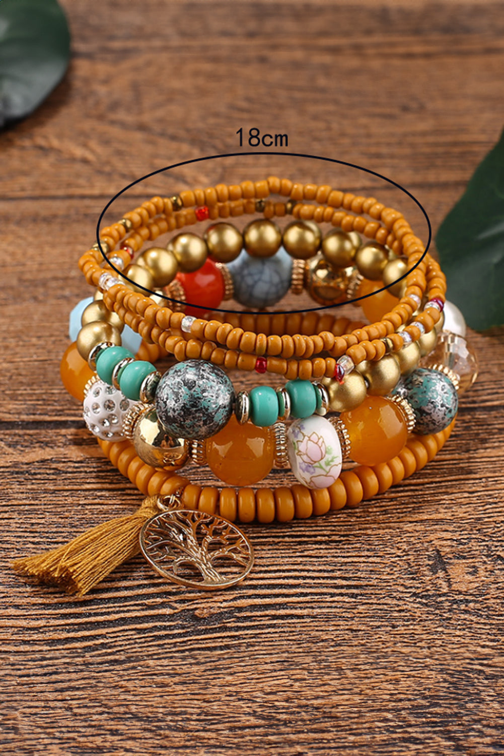 Chestnut 5pcs Boho Beaded Turquoise Bracelets Set Jewelry JT's Designer Fashion