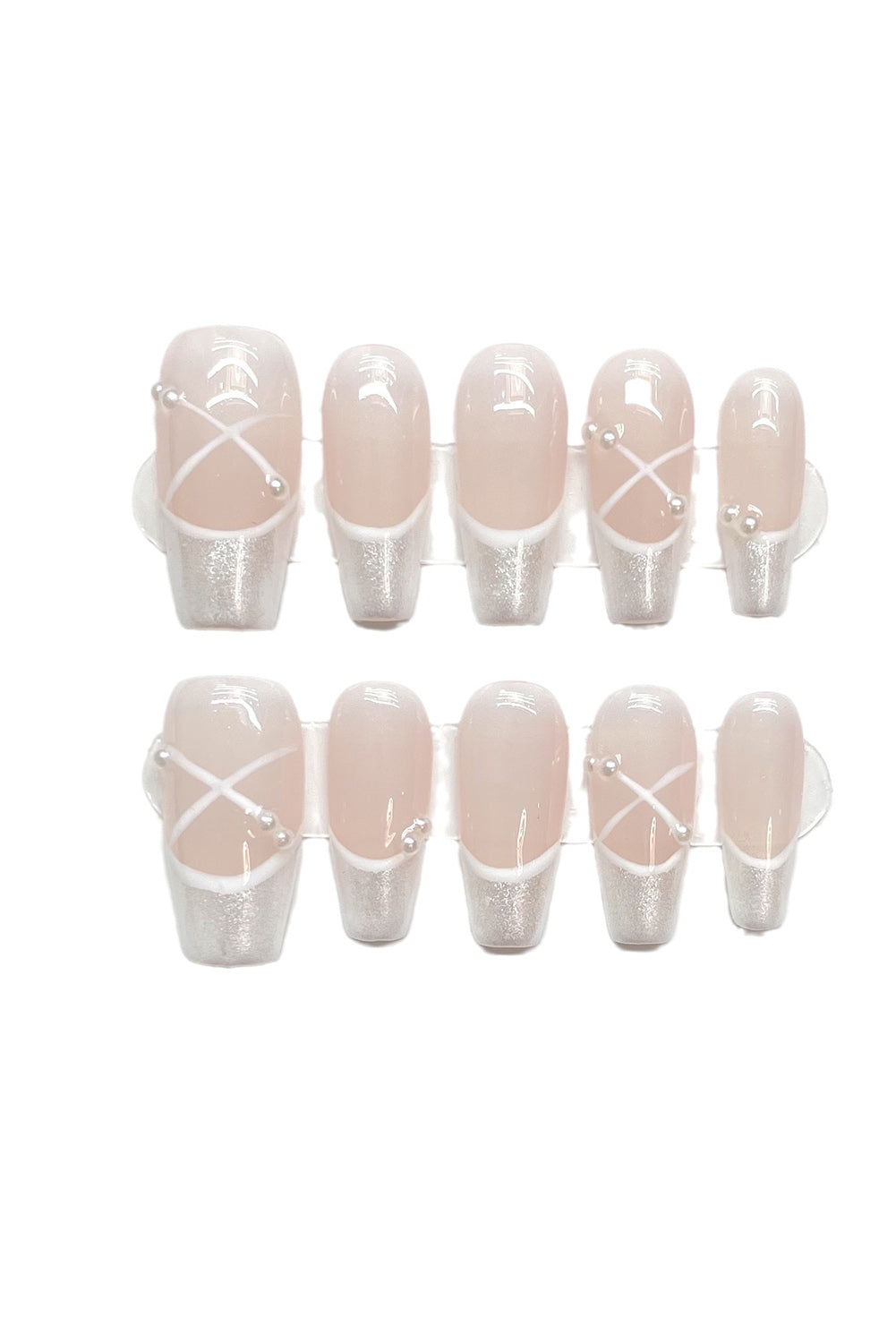 White 10pcs French Style Girly Press-on Nail Stickers Other Accessories JT's Designer Fashion