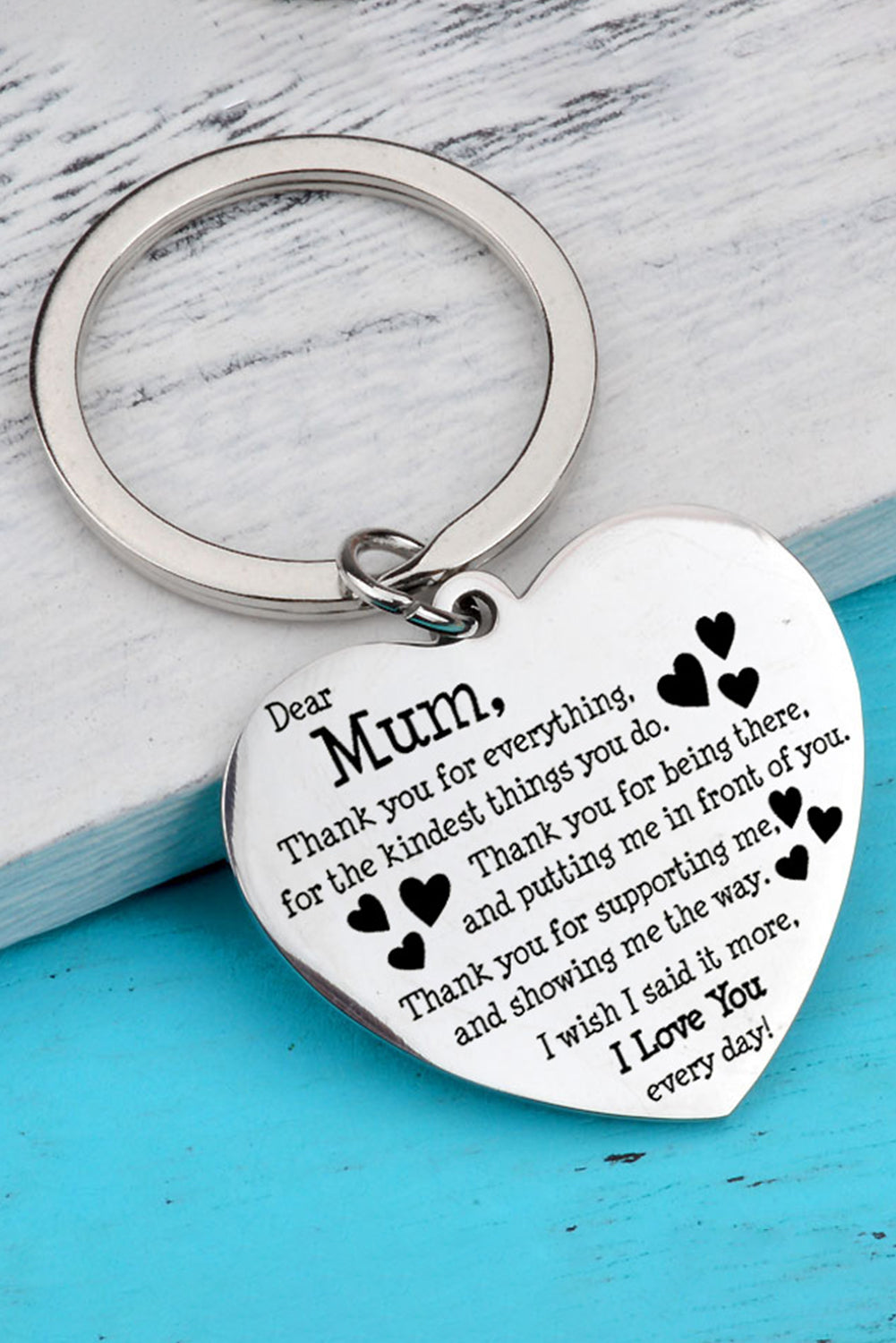 White Dear Mum Gift Heart Pendant Key Ring Other Accessories JT's Designer Fashion