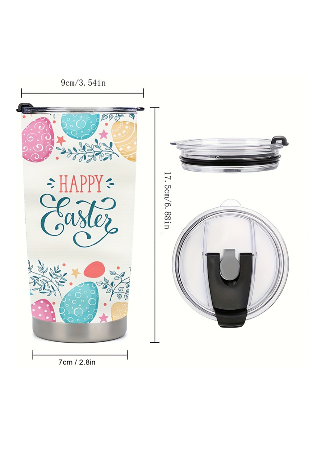 White HAPPY EASTER Insulated Stainless Steel Tumbler Cup Tumblers JT's Designer Fashion