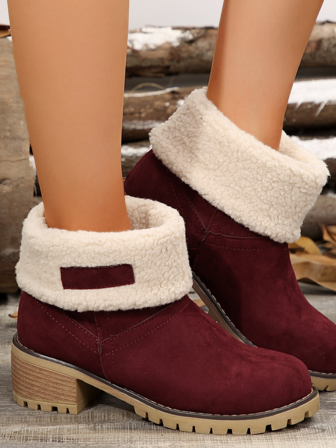 Thermal Fuzzy Block Heel Boots Boots JT's Designer Fashion