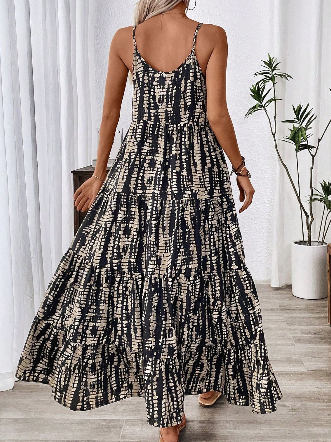 Printed Scoop Neck Maxi Cami Dress Maxi Dresses JT's Designer Fashion