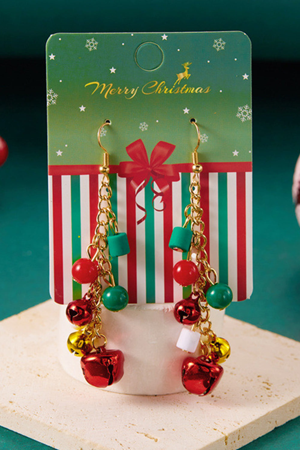 Racing Red Christmas Style Bells Dangle Hook Earrings Jewelry JT's Designer Fashion