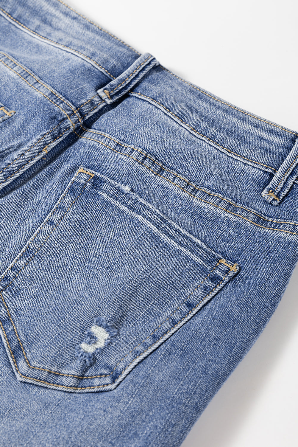 Ashleigh Blue Distressed Raw Hem Straight Leg High Waist Jeans Jeans JT's Designer Fashion