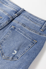 Ashleigh Blue Distressed Raw Hem Straight Leg High Waist Jeans Jeans JT's Designer Fashion