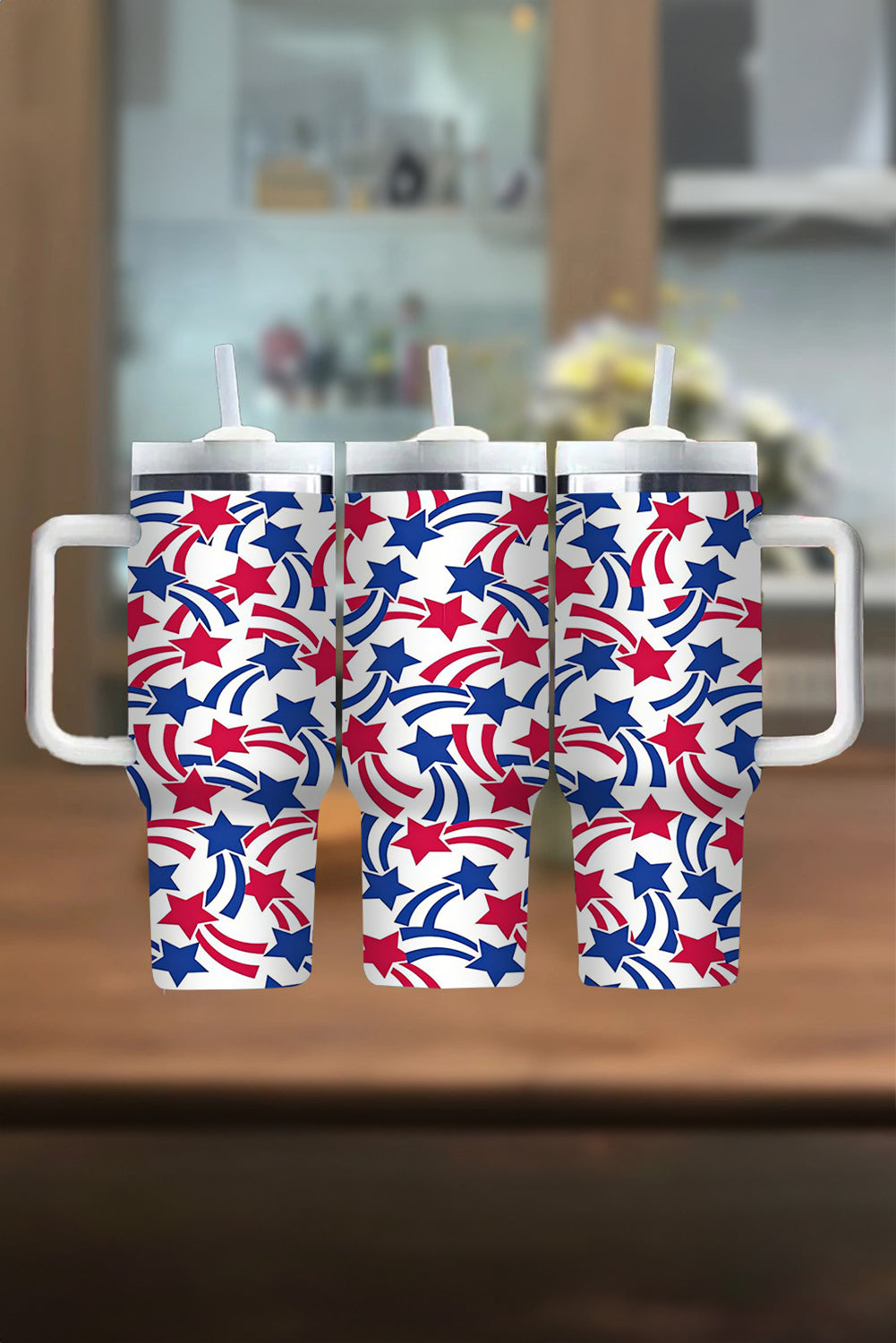 White American Stars Print Large Tumbler 40oz Tumblers JT's Designer Fashion