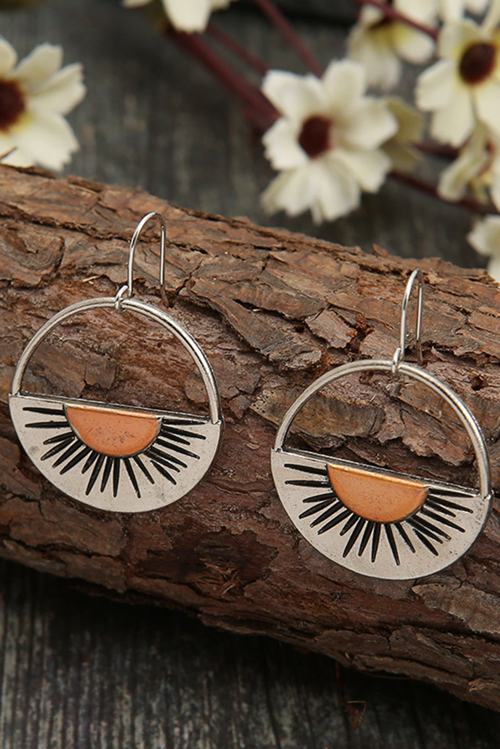 Sunrise Hollow-out Retro Round Earrings Jewelry JT's Designer Fashion