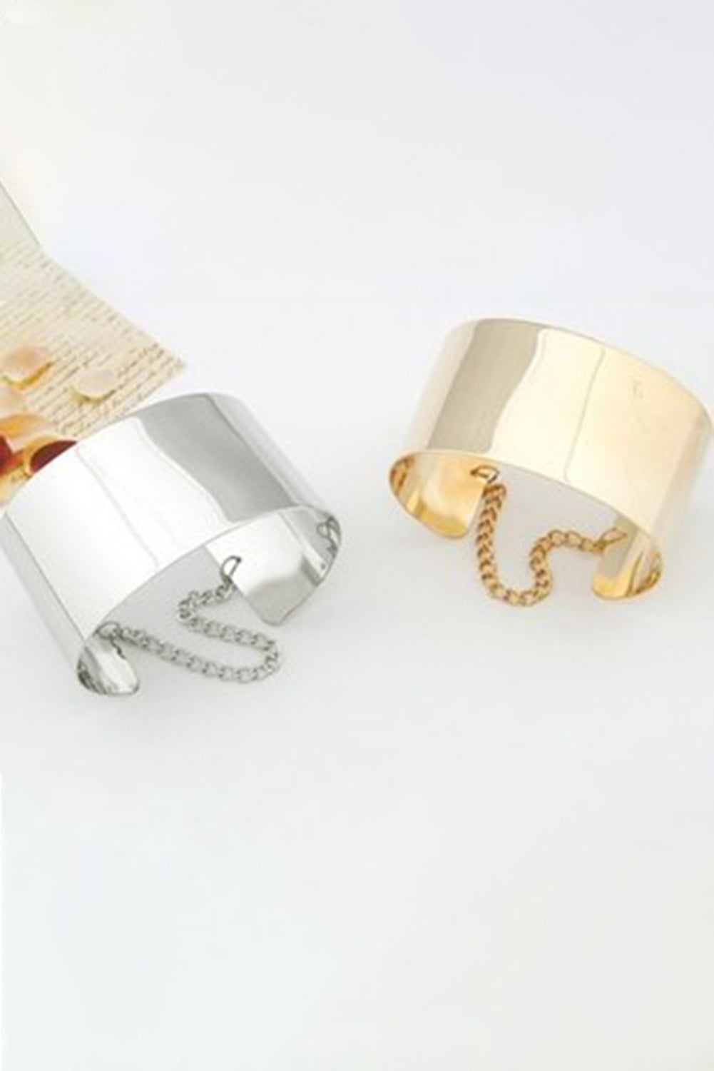 Gold Metallic Chain Wide Cuff Bangle Jewelry JT's Designer Fashion