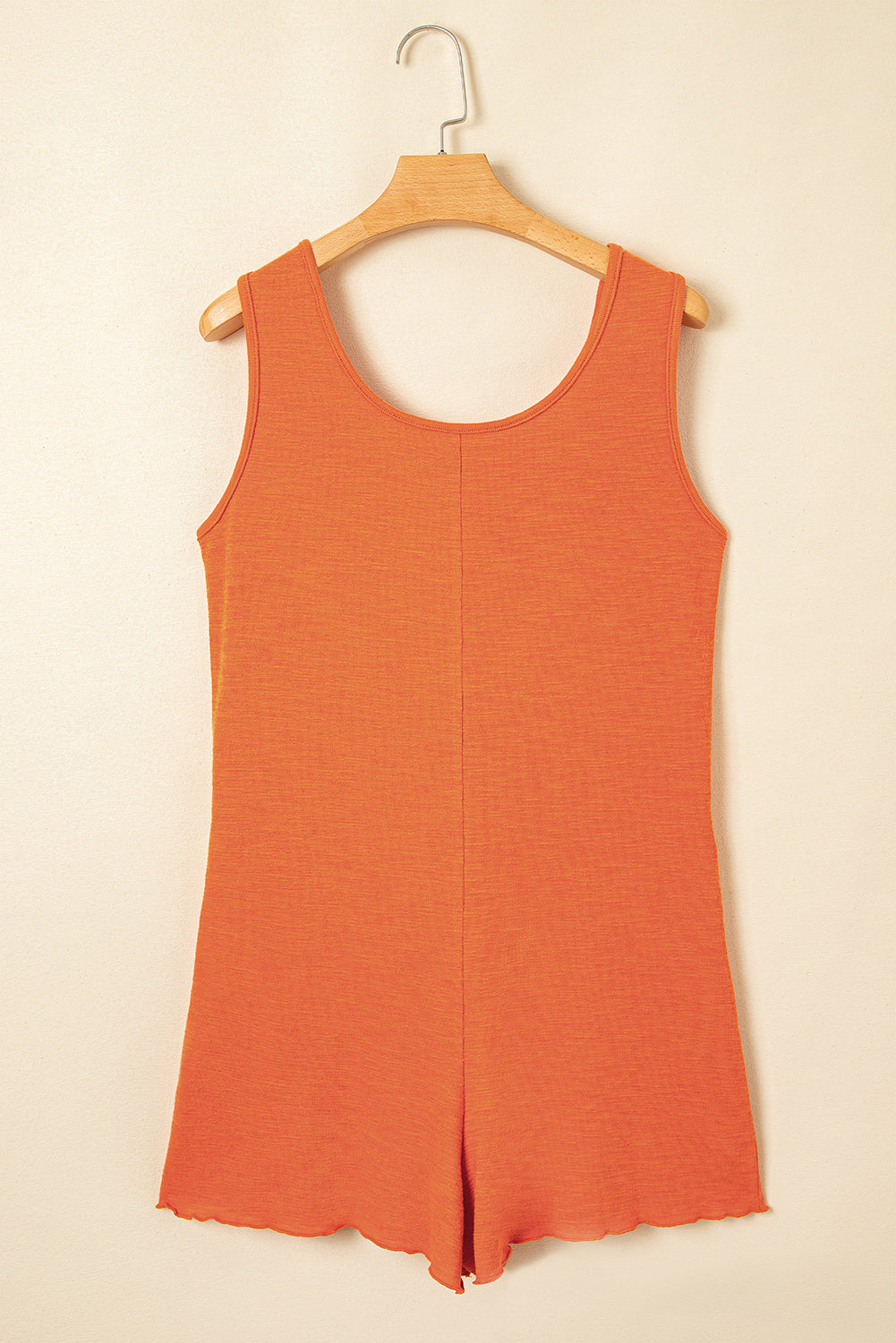 Grapefruit Orange U Neck Button Front Sleeveless Romper Jumpsuits & Rompers JT's Designer Fashion