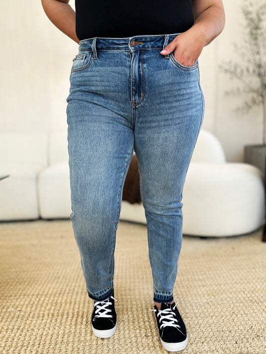 Judy Blue Full Size Mid Rise Rigid Magic Release Hem Jeans Jeans JT's Designer Fashion