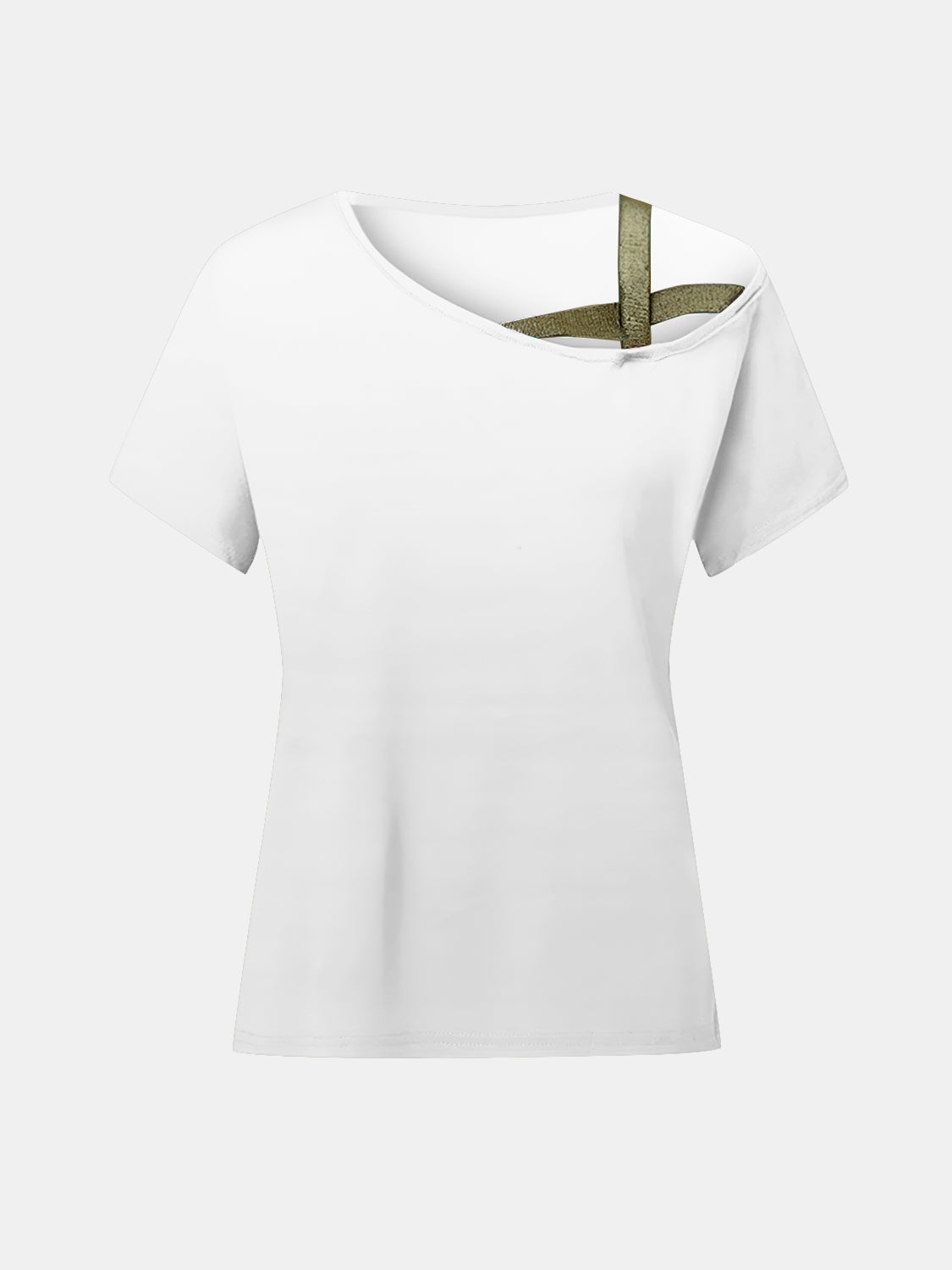 Asymmetrical Neck Short Sleeve T-Shirt Blouses & Shirts JT's Designer Fashion