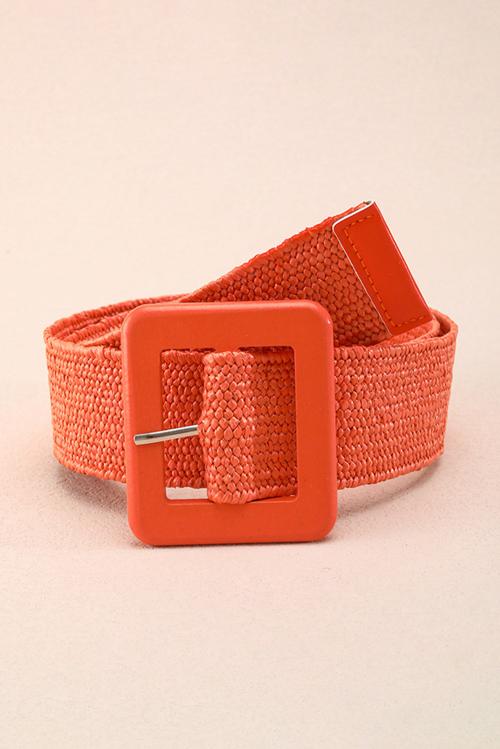 Orange Bohemian Woven Square Buckle Wide Belt Other Accessories JT's Designer Fashion