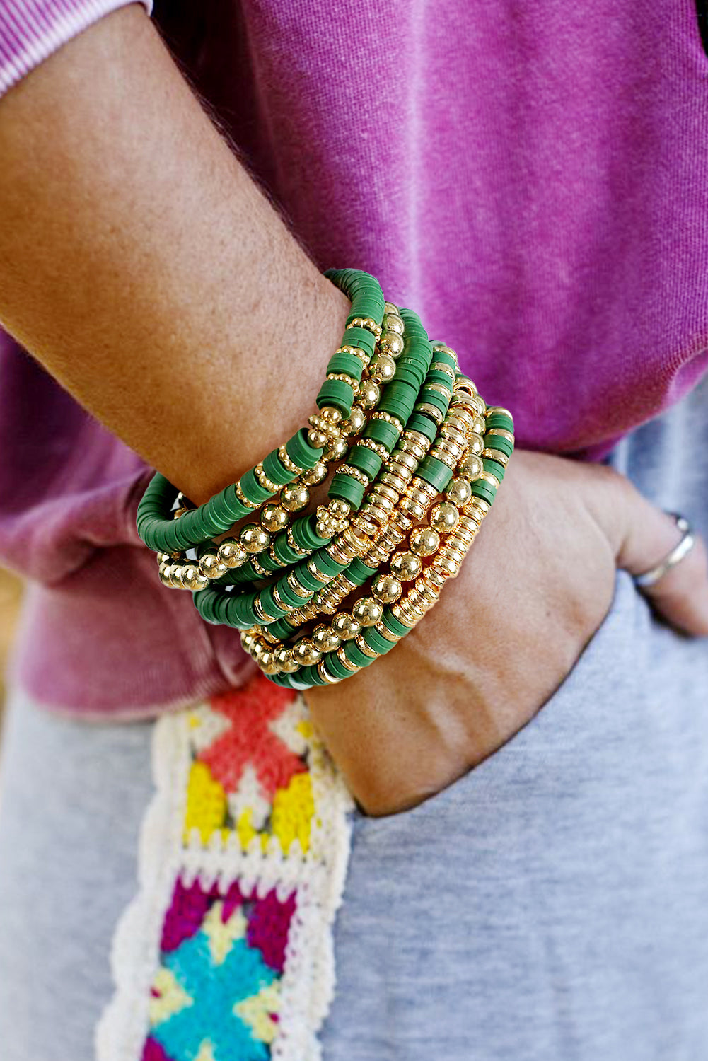 Vineyard Green St Patricks Multi Layered Beaded Bracelet Set Jewelry JT's Designer Fashion