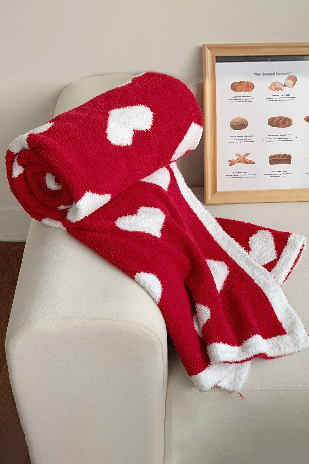 Racing Red Valentine Heart Print Large Plush Blanket Other Accessories JT's Designer Fashion