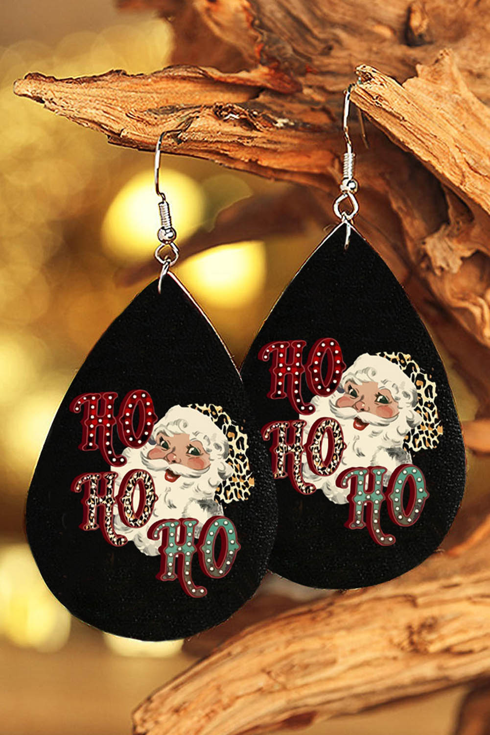 HO HO HO Santa Christmas Print Drop Earrings Jewelry JT's Designer Fashion