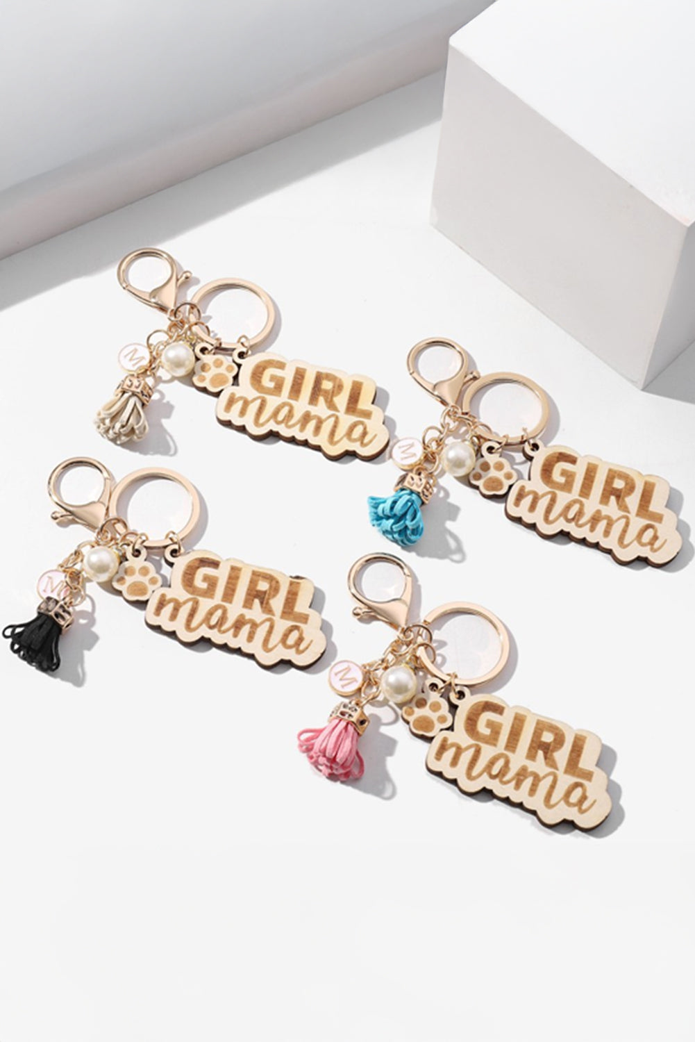 Pink Girl Mama Dog Claw Pearl Tassel Keychain Other Accessories JT's Designer Fashion