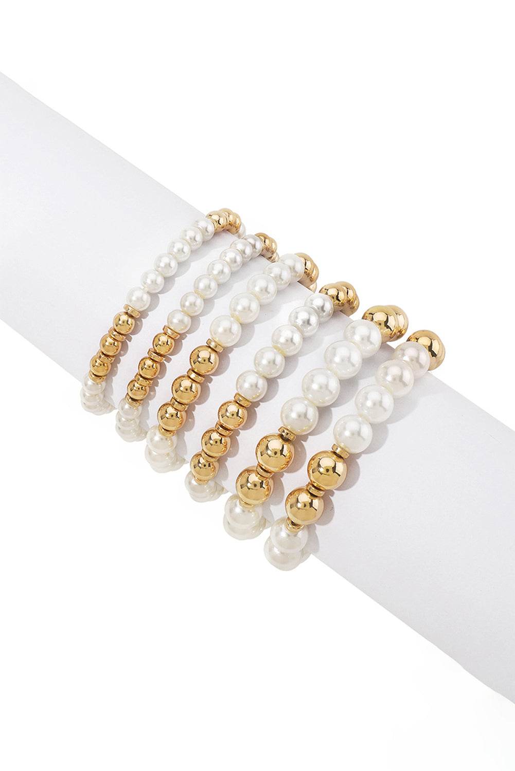 White 5pcs Pearl Beaded Bracelet Set Jewelry JT's Designer Fashion