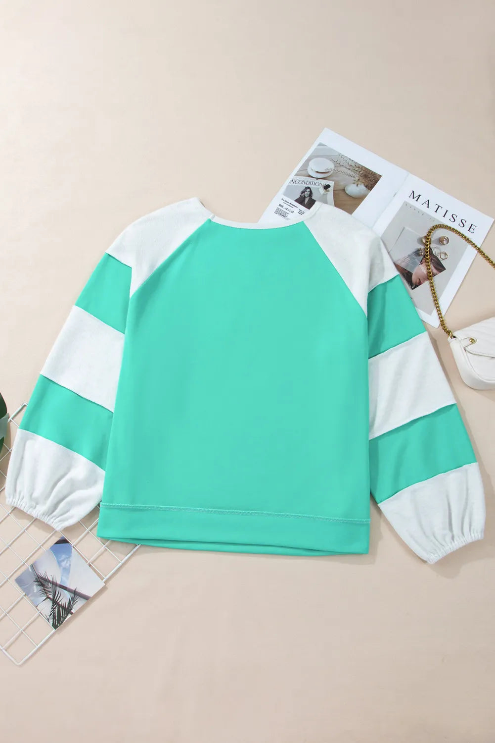 Plus Size Exposed Seam Color Block Long Sleeve Sweatshirt Long Sleeve Tops JT's Designer Fashion